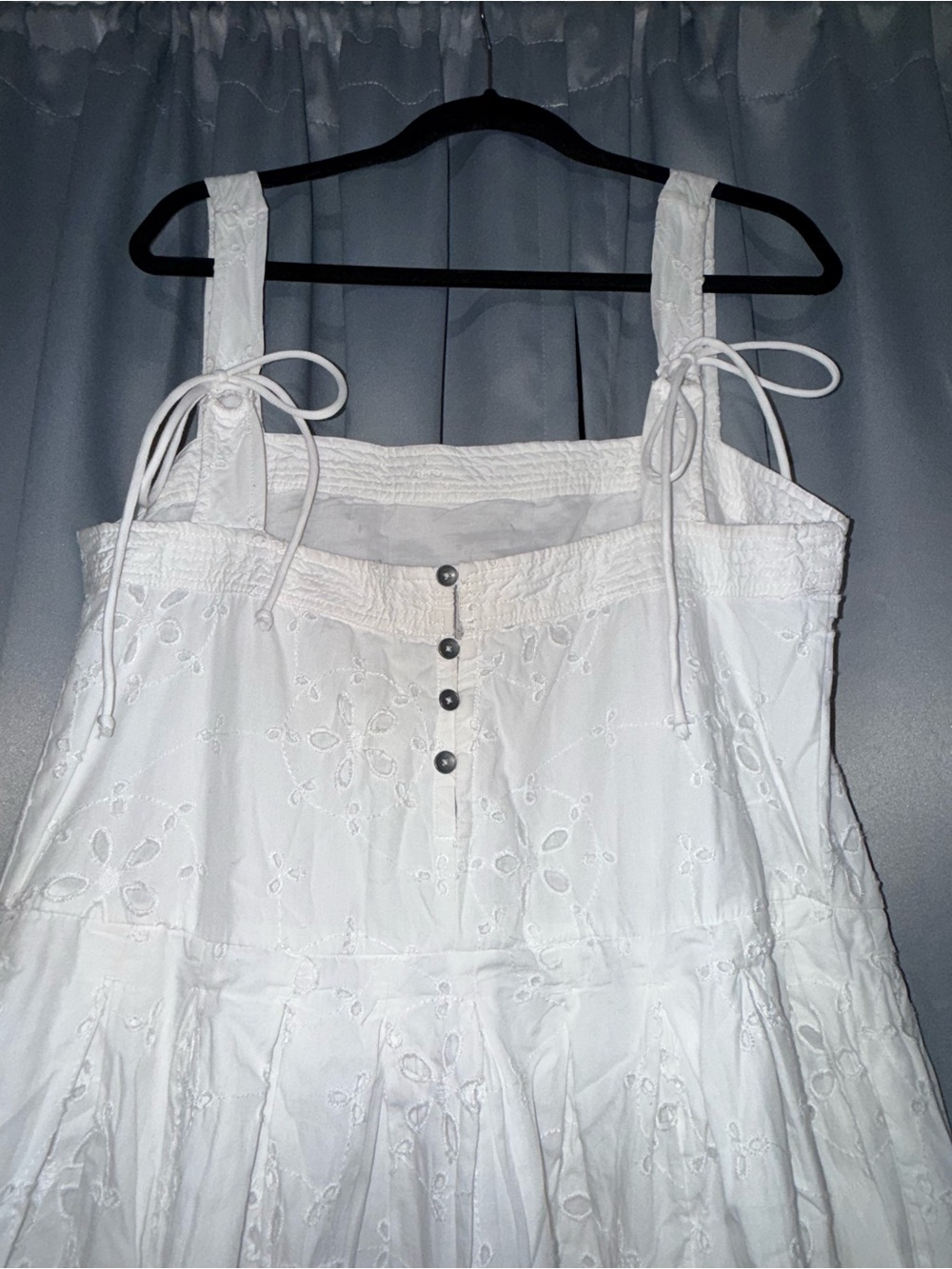 Free People White Eyelet Midi Dress - Square Neck & Wide Straps - Picture 5 of 7